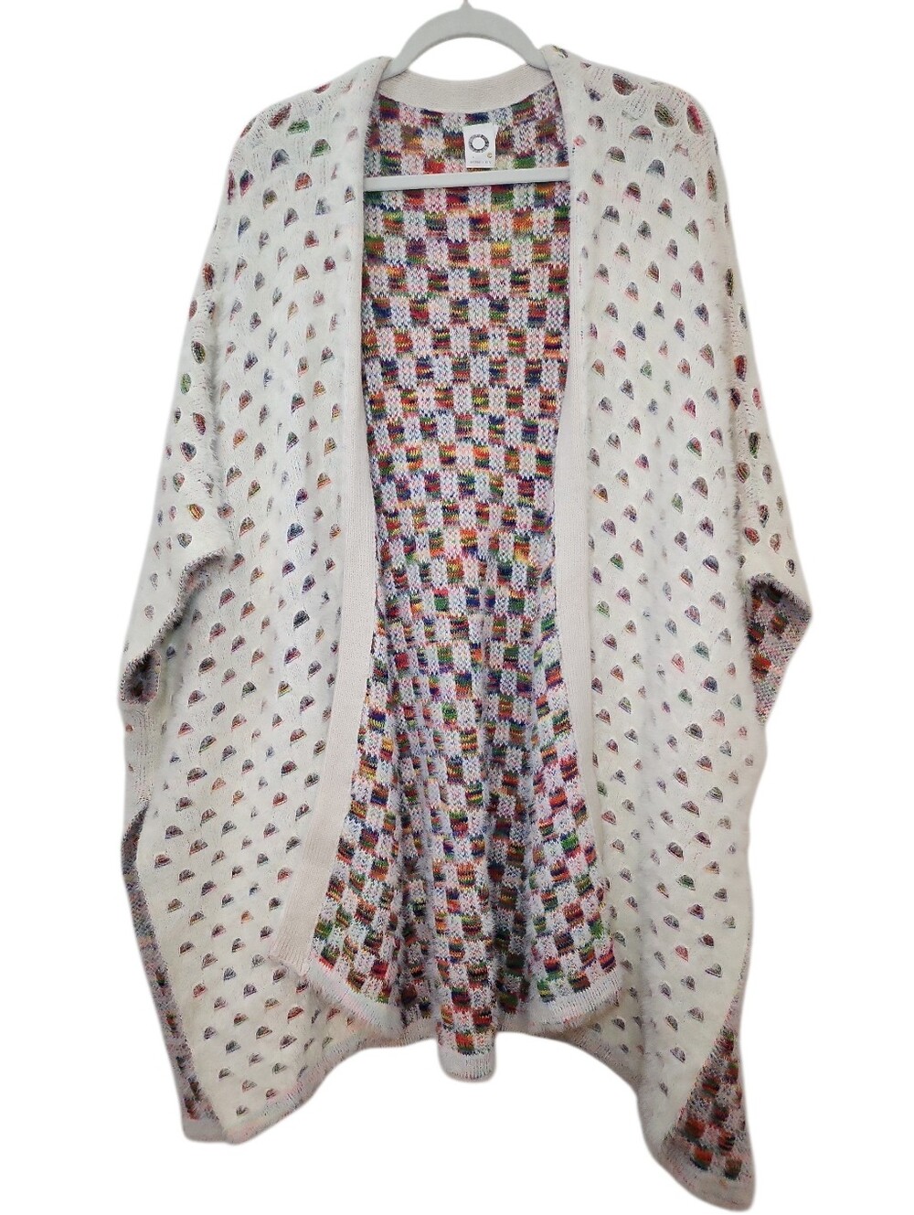 Anthro  Akemi + Kin White Aurora Eyelash Wrap Kimono Open Cardigan cream Sz O/S